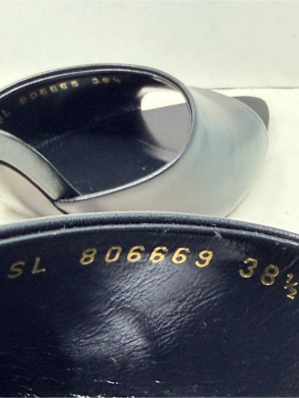 Saint Laurent Black Leather Open-Toe Mules with Gold Logo Medallion - Picture 9 of 9